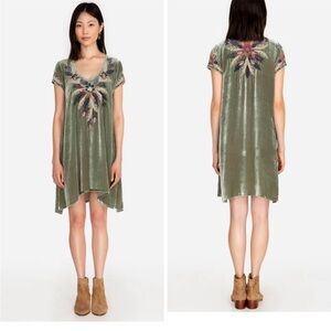Johnny Was CARMELLA VELVET DRAPE TUNIC DRESS Embroidered Short Sleeve Sz XL Boho
